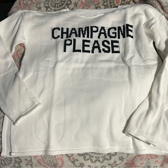 CHAMPAGNE PLEASE Long Sleeve Slit Sweater - Picture 10 of 10
